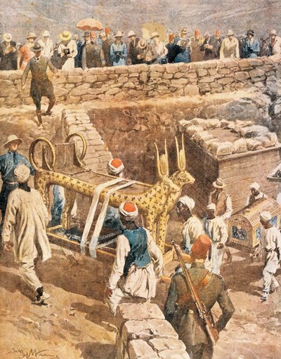 The Discovery of the Tomb of Tutankhamen, illustration by Achille Beltrame