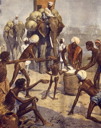 The Horrors of Hunger in India, March 11 by Achille Beltrame