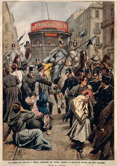 Tram Strike in Milan by Achille Beltrame