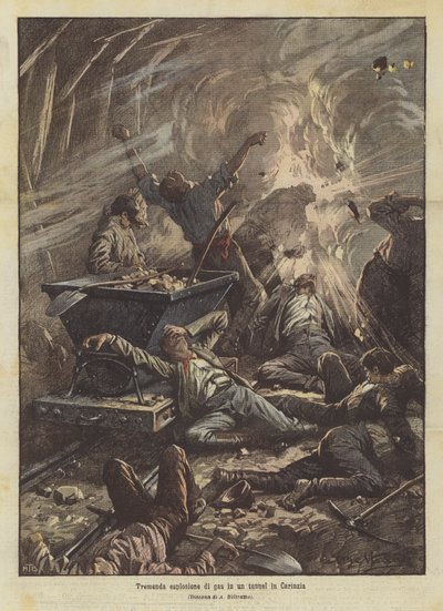 Terrible Gas Explosion in a Tunnel in Carinthia by Achille Beltrame
