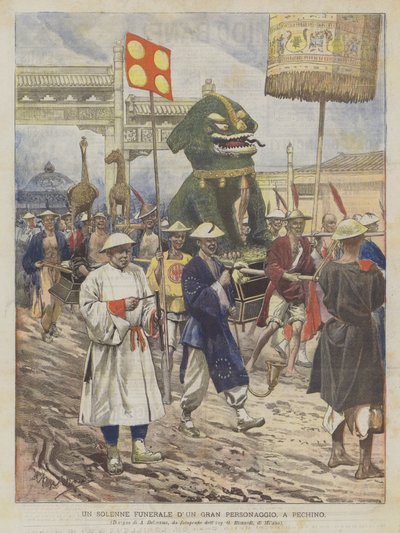 A Solemn Funeral of a Great Personage in Beijing by Achille Beltrame