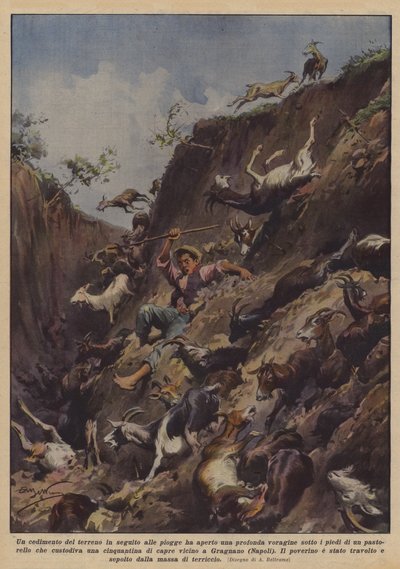 A Ground Collapse Due to Rains Opened a Deep Chasm Underfoot by Achille Beltrame