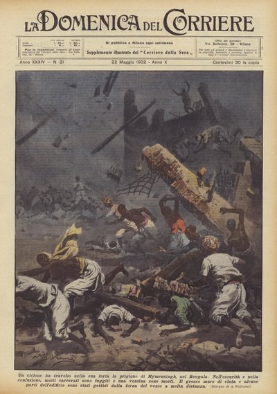 A Cyclone Swept Through the Prison of Mymensingh in Bengal by Achille Beltrame