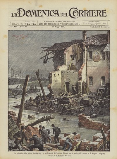 An Episode of the Recent Floods, the Destruction of the Origoni Factory by the Break of the Lambro ? by Achille Beltrame