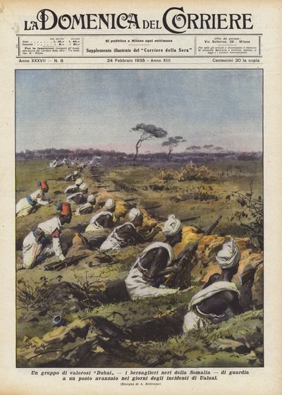 A Group of Brave Dubat, the Black Bersaglieri of Somalia, Guarding an Advanced Post by Achille Beltrame