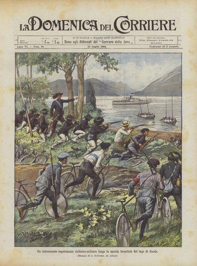 An Interesting Military Cycling Experiment Along the Brescia Shore of Lake Garda by Achille Beltrame