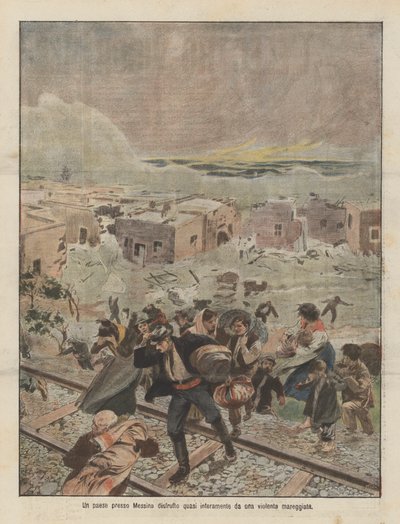 A Town Near Messina Almost Entirely Destroyed by a Violent Storm Surge by Achille Beltrame
