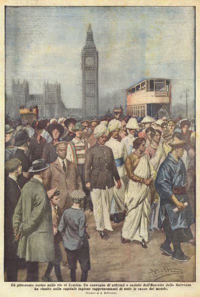 A Picturesque Parade in the Streets of London by Achille Beltrame