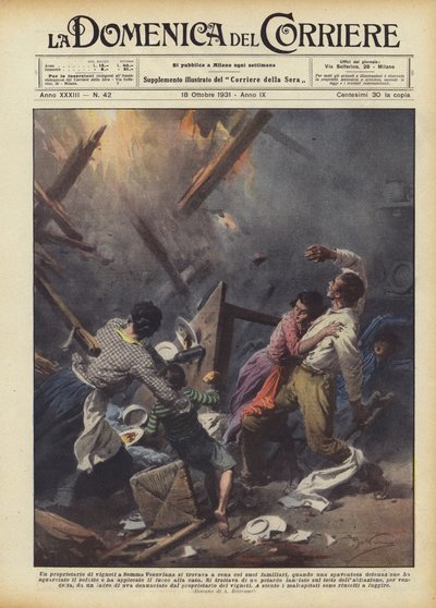 A vineyard owner in Somma Vesuviana was having dinner with his family by Achille Beltrame