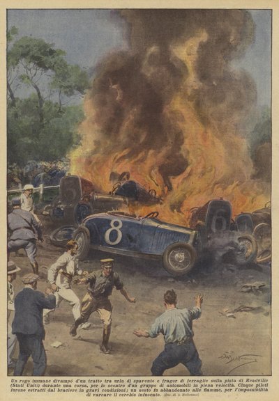 A Huge Fire Suddenly Broke Out Amid Screams of Fear and the Clatter of Metal on the Track... by Achille Beltrame