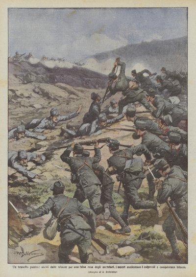 A Punished Trap, Our Men Leave the Trenches for a False Surrender by the Austrians by Achille Beltrame