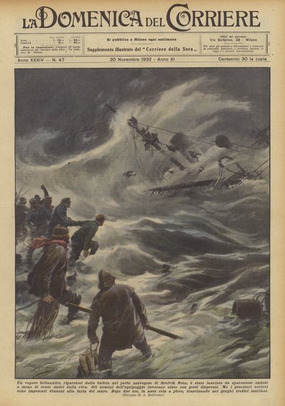 A British Steamer, Sheltered from the Storm in the Norwegian Port of Breivik Botn... by Achille Beltrame