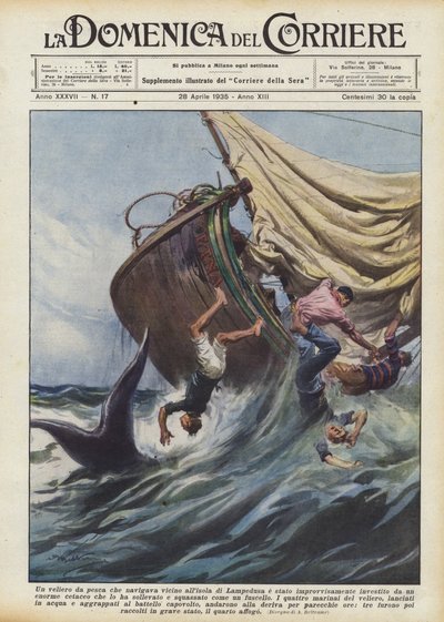 A Fishing Sailboat Sailing Near the Island of Lampedusa Was Suddenly Hit by Achille Beltrame