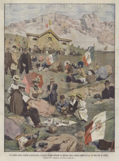 A Tree Festival in the Mountains, The Ascent of 1500 People to the Grigna Meridionale Refuge by Achille Beltrame