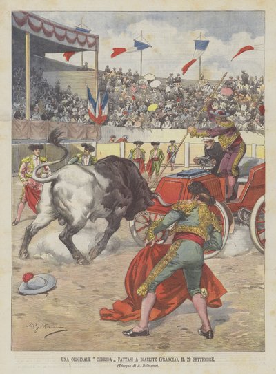 An Original Bullfight Held in Biarritz (France), on September 29 by Achille Beltrame