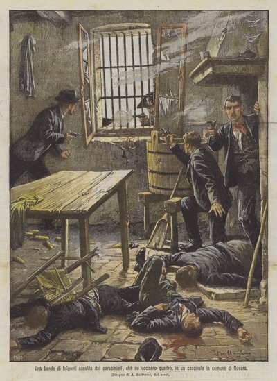 A Band of Brigands Attacked by Carabinieri, Four Killed, in a Farmhouse in the Municipality of Novara by Achille Beltrame