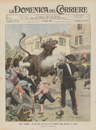A Serious Bullfight in a Village in the Province of Novara by Achille Beltrame