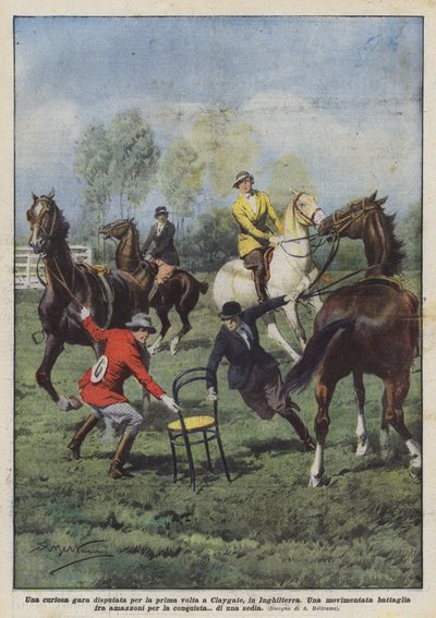 A Curious Race Held for the First Time in Claygate, England by Achille Beltrame