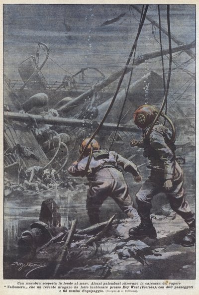 A Macabre Discovery at the Bottom of the Sea by Achille Beltrame