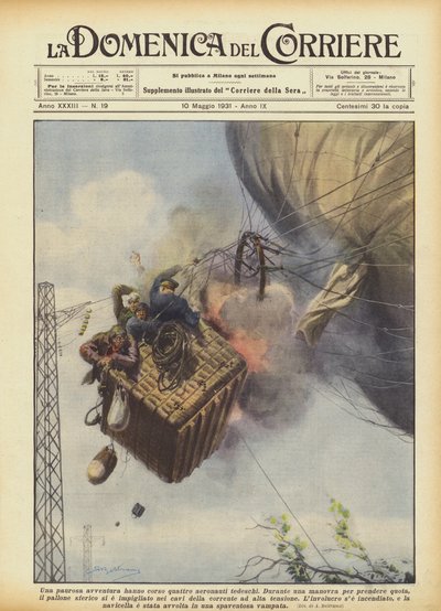 A Fearful Adventure for Four German Aeronauts by Achille Beltrame