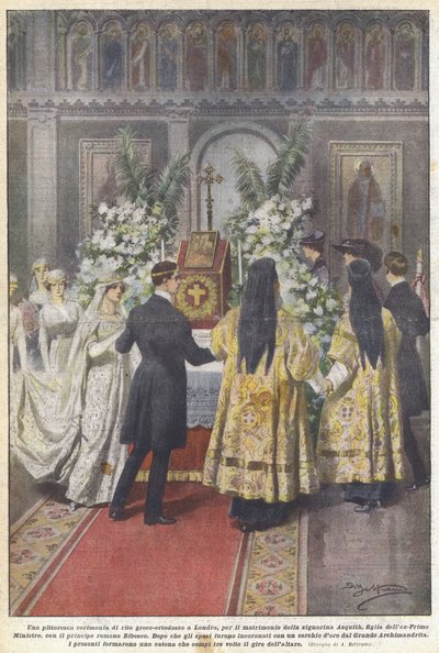 A Picturesque Greek Orthodox Ceremony in London for the Wedding of Miss ? by Achille Beltrame