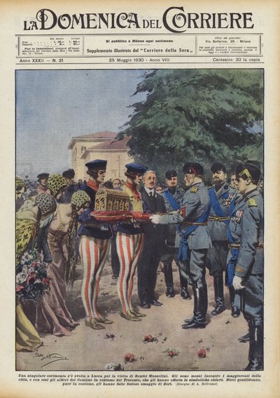 A singular ceremony took place in Lucca for the visit of Benito Mussolini by Achille Beltrame