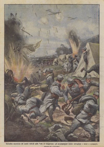 A Bold Raid by Our Aircraft on the Chiapovano Valley, the Enemy Camps by Achille Beltrame