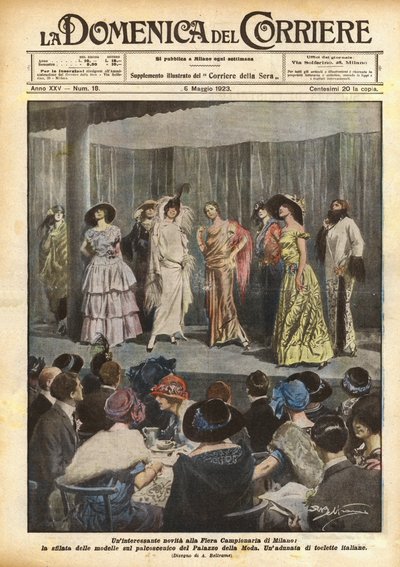 An Interesting Novelty at the Milan Trade Fair, the Parade of Models on the Stage by Achille Beltrame