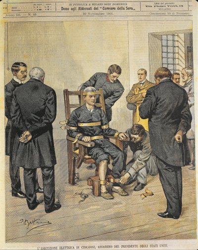 The Electric Chair Execution of Czolgosz, Murderer of President McKinley, October 29, 1901 by Achille Beltrame