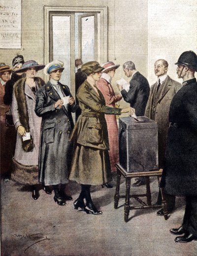 Women Voted for the First Time in England, 1919. Illustration by A. Beltrame in 