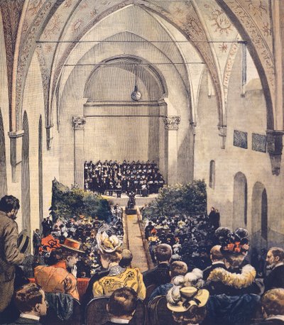 Ceremony of Perosi Music Hall in Milan (Illustration) by Achille Beltrame