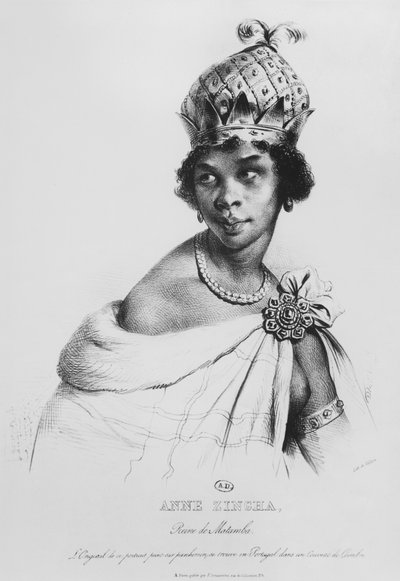 Ann Zingha, Queen of Matamba, printed by Fancois le Villain, c.1830 by Achille Devéria