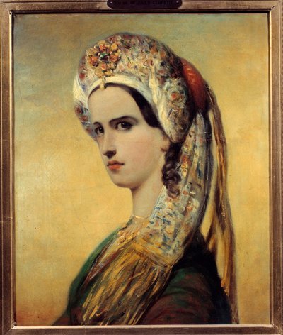 Portrait of Elisabeth Felix, Mademoiselle Rachel, as Roxane in Bajazet by Achille Devéria
