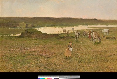 Near Sesto Calende, Lombardy, Italy or Grazing in the Plain (1887) by Achille Formis Befani