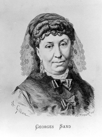 Portrait of George Sand (Aurore Dupin, Baronne Dudevant) (1804-1876) by A. Gilbern by Achille Isidore Gilbert