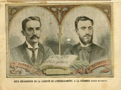 Illustration of Achille Lemot in Le Pelerin - Two Defenders of the Freedom of Education - Teaching, Religion Faith, Catholic Catholicism - Freedom of Education - Ripert Jean-Baptiste, Raiberti Flaminus by Achille Lemot