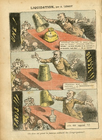 Illustration of Achille Lemot in Le Pelerin, 23/06/07 - Liquidation - Game, Religion Faith, Silver, Catholic Catholicism - Billion of Congregations - Honneteau by Achille Lemot
