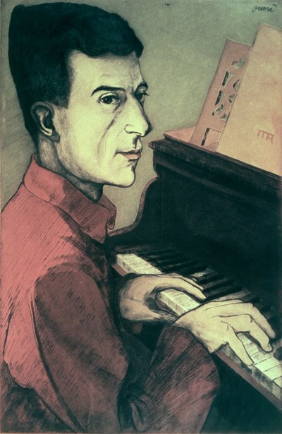 Portrait of Maurice Ravel Playing the Piano by Achille Ouvré