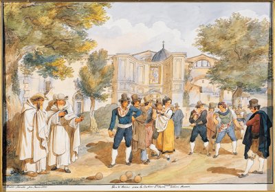 Playing bocce at Santa Maria degli Angeli in Rome by Achille Pinelli