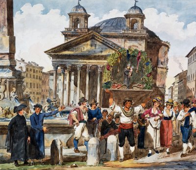 Strawberry festival at Pantheon in Rome by Achille Pinelli