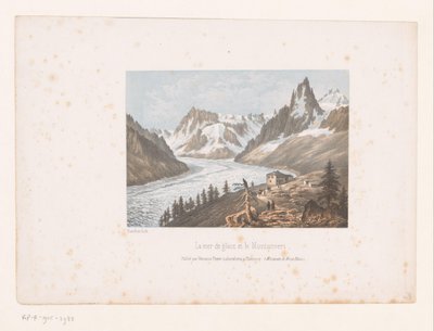 View of the Mer de Glace Glacier and Montanvert in the Chamonix Valley by Ad. Cuvillier