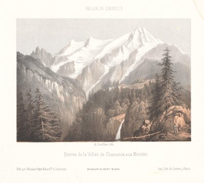 View of Chamonix with the Mer-de-Glace Glacier and the Aiguille du Dru by Ad. Cuvillier