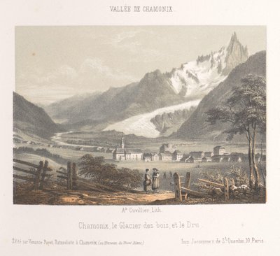 View of the Aiguille de Bionnassay with glacier (Memory of Chamonix-Mont-Blanc) by Ad. Cuvillier