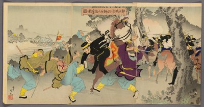 Lieutenant Commander Sakakibara Fighting Bravely to the South of Ximucheng by Adachi  Ginkō