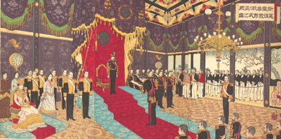 View of the Issuance of the State Constitution in the State Chamber of..., March 2, 1889 Meiji 22 by Adachi  Ginkō