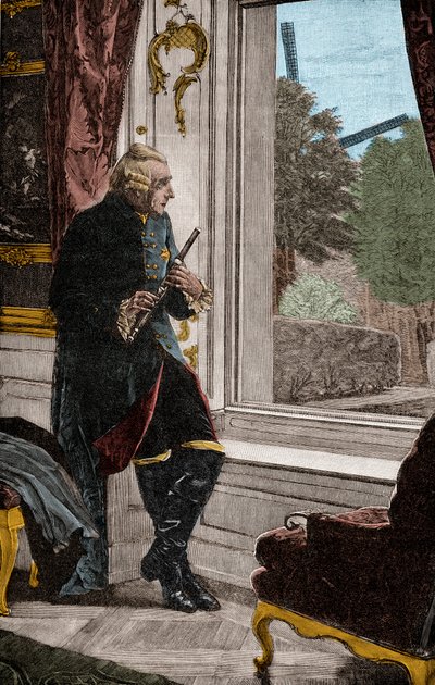 The King at the Flute - Frederick II (1712-1786) Known as Frederick the Great, King of Prussia by Adalbert von (after) Roessler