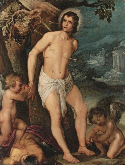 Saint Sebastian Attended by Angels by Adam (circle of) Elsheimer