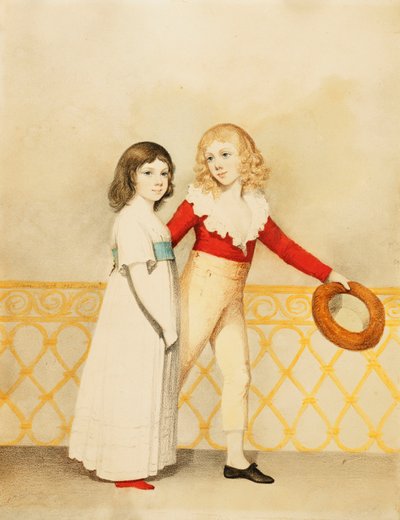 Portrait of William Bellingham Budworth and His Sister Emma Mary, Small Full Length, on a Balcony by Adam Buck