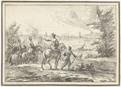 Riders on a Hill in Front of a City by Adam Frans van der Meulen (possibly)