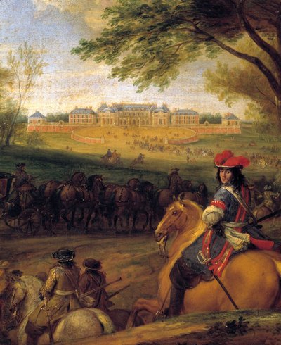 Arrival of King Louis XIV Preceded by the Bodyguards in View of the Old Castle of Versailles by Adam Frans van der Meulen